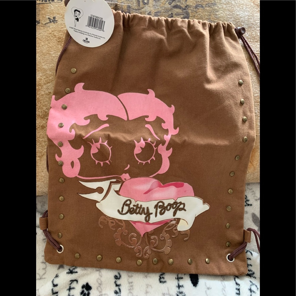 Betty Boop brown drawstring bag backpack NEW